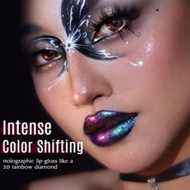 Chameleon Liquid Lipstick Pink Green Colour, Shimmer Metallic Colourful Lip Gloss for Women Girls Lips Makeup Gift, Hydrating Waterproof and Durable Lipstick Glossy, Talc-Free, #8