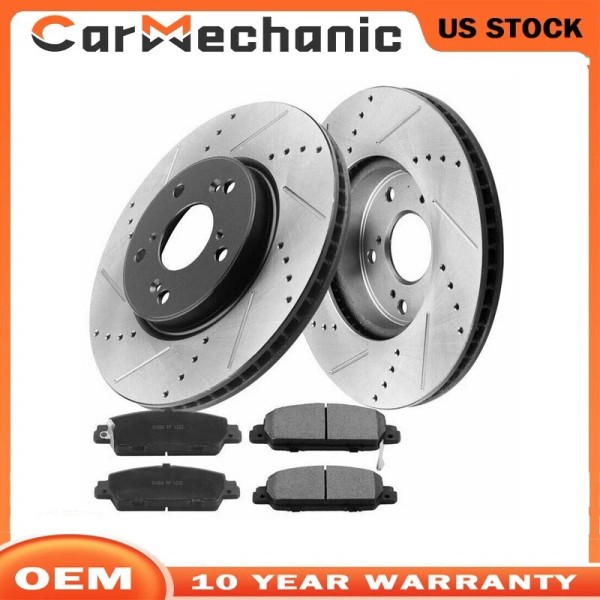 Geekstop 293mm Front Black E-Coating Brake Rotors and Ceramic Brake