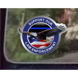 ProSticker 1094 (One) 4" Support Our Law Enforcement Blue Line Decal Sticker