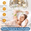 Brushed Nickel Caged Ceiling Fans with Lights and Remote,6 Speeds,12