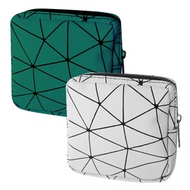 2-Piece Sanitary Napkin Holder, Period Bag, Sanitary Napkin Storage Bag, Women's Zipper Bag, Portable Panty Liner Bag for Women, Teens, Girls, Ladies (Green+Silver)