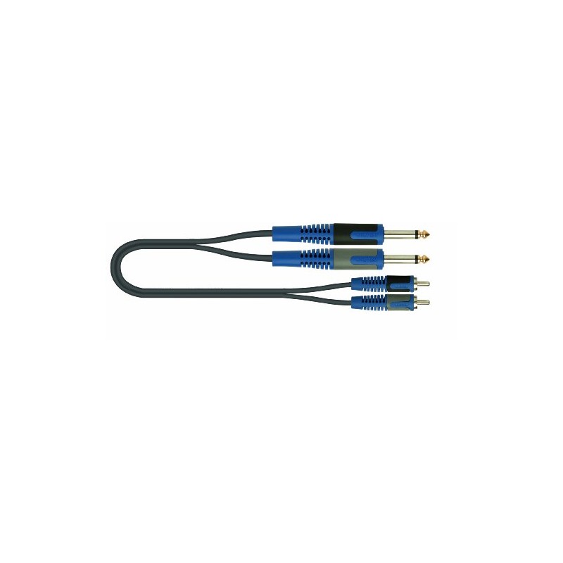 Roksolid 5m 2x 6.3mm Mono Jack to 2x Male Phono