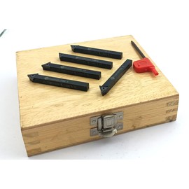A.D. International 5 Pieces Indexable Turning Tool Set with TCMT16T304 Carbide Cutting Tool Bit in Fitted Box for Lathe- Metalworking Machine Tools (6 mm Sq. Shank)
