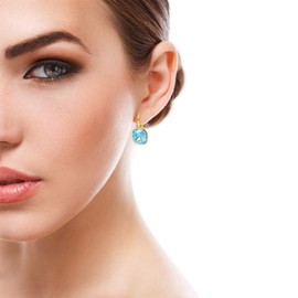 Nobel Schmuck women's golden crystal short earrings with stone