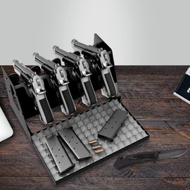 UNITEDPOWER Metal Pistol Rack, Handgun Holder for Gun Cabinet Storage, Revolvers Safe Organizer, 4 Gun Stand Fit Most Pistols, Black