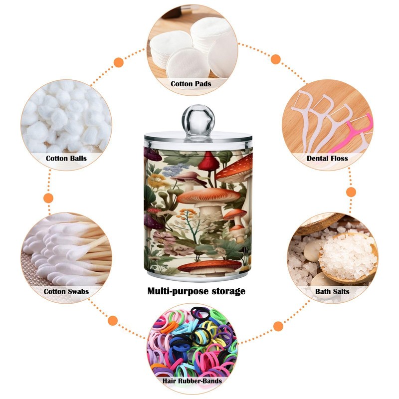 Zhirexin Cartoon Mushroom 2PC Airtight Transparent Plastic Storage Jar, Food