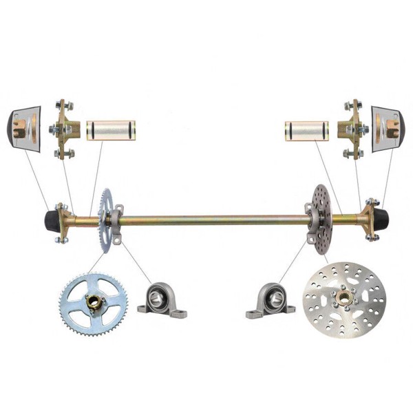 Unbranded Go Kart Rear Live Axle Assembly Kit with Sprocket,