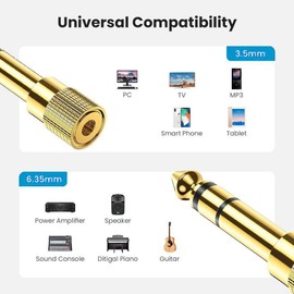 Headphone Jack Adapter 6.35mm 1/4Inch Male to 3.5mm 1/8 Inch Female Jack Headphone Audio Stereo Jack Plug Adaptor Converter