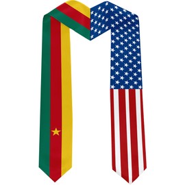 2025 Cameroon Flag and USA Flag Graduation Stole Graduation Sash Class of 2025 Graduation Scarf for International Student (Baccalaureate Gown and Hat Not Included)