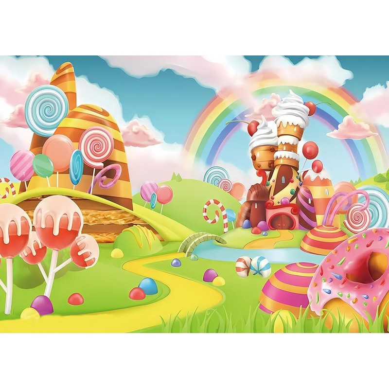 Qian Lollipop Backdrops Cartoon Candy Photo Rainbow Studio Props Booth