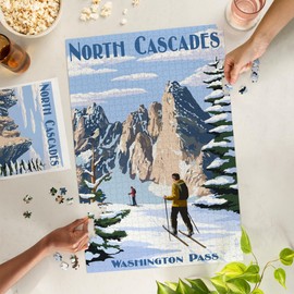 Lantern Press 1000 Piece Jigsaw Puzzle, North Cascades, Washington, Cross Country Skiing