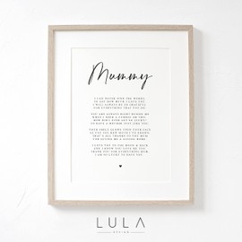 Lula Design Mummy Poem A4 or A5 PRINT- Mothers Day Gift, Gift for Mum, Mum Birthday Gift, A poem for Mum, Mummy Gift, Gift for Mummy from Child Children