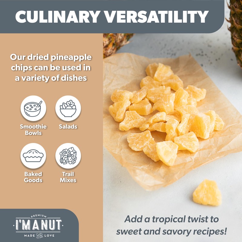 Premium Dried Pineapple Chunks 64oz | Non-GMO, Batch Tested Gluten