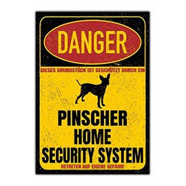 Pinscher Miniature Pinscher Sign Danger Security System Door Sign Dog Sign Warning Sign Dog Safety Sign Dog Private Property Dog Warning Warning