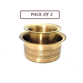 MADYRR SET OF 2 South Indian Brass Coffee Cup and Dabra Set, 2 Pieces, Engraved, Kumbakonam Style south indian coffee filter acessories