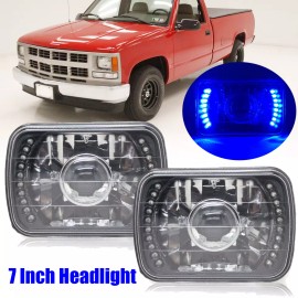 YLT Auto 7X5" 7x6" LED Headlights Blue Lamps For Chevy C1500 C2500 C3500 Suburban Pickup