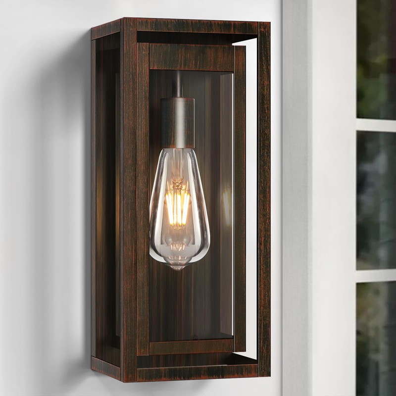 Slypadan 15" Large Outdoor Light Fixture Wall Mount, Distressed Brown