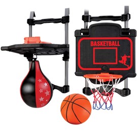 Over-The-Door Basketball & Boxing Combo – 2-in-1 Game Set with Adjustable Hoop & Speed Bag, Scoreboard & Sound Effects – Fun Indoor Sports Toy for Kids & Adults