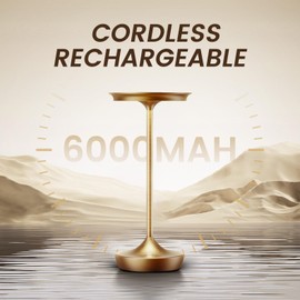 Tpczqj Cordless Table Lamp Rechargeable - LED Battery Operated Touch Lamps,Portable 3 Color Dimming Waterproof Light for Patio/Restaurant/Dining/Outdoor (Titanium2)