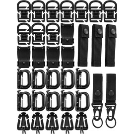 Web Dominator D-Ring Belt Loop Molle Compatible 360 Swivel Lightweight Belt Hook Keychain Carabiner Grim Lock Buckle Lock Hanging Webbing Clip Out Pack (Set of 35)