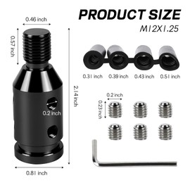 ongfuwu M12x1.25 Shift Knob Adapter, Aluminum Gear Shift Adapter Kit with 4-Sizes Hoses, Universal Gear Shift Knob Cover for Non-Threaded Manual Shifters, Car Stick Shift Knob Adapter(Black)