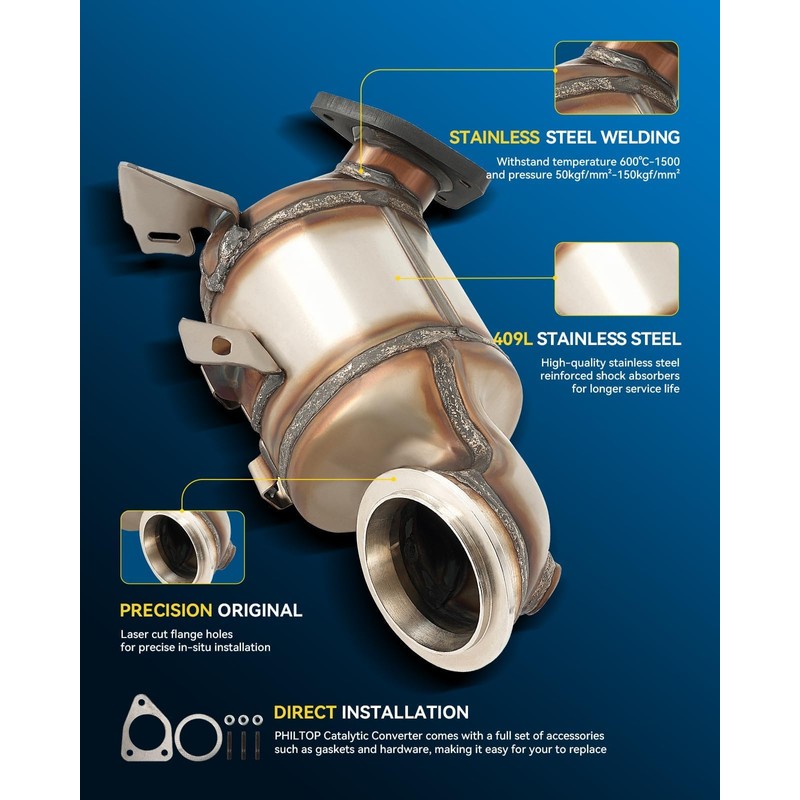 PHILTOP Front Catalytic Converter Direct-Fit Replacement For 2011-2015 Cruze 1.4L,