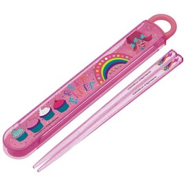 Skater Trolls ABS2AM Children's Chopsticks and Case Set, 6.5 inches (16.5 cm), Made in Japan