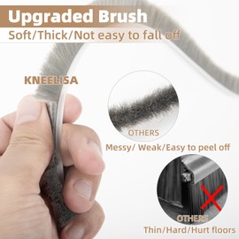 KNEELISA 39”X 2 Pack Rubber Door Sweep Bottom Exterior & Interior,Silicone Adhesive Under Door Draft Stopper with Brush,Gap Filler Noise Blocker,Soundproofing Seal Strip,Brown