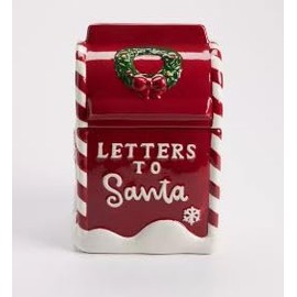 Letters For Santa Cookie Jar Canister Red Mailbox Christmas 9" Hand Painted