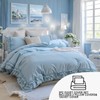 Merryword Light Blue Ruffle Duvet Cover King, 100% Cotton Comforter