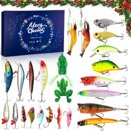 Fishing Advent Calendar 2024-24 Days Countdown with Fishing Lures, Christmas Advent Calendar Gift for Fishers, Adult Men, Teen Boys - Christmas Advent Calendar 2024 Gift for Husband, Friend (Random)