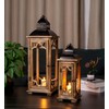 Large Farmhouse Decorative Wooden Lantern Set of 2, Rustic Brown