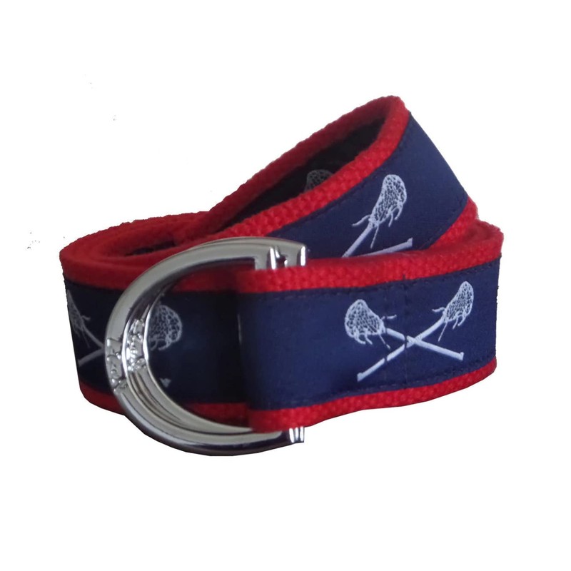 Navy Lacrosse D-Ring Belt Brass D-Ring 38 Orange