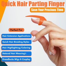 Hair Parting & Sectioning Rings - Stainless Steel Finger Braiding Hair Pick Tools for Durable Dreadlocks Wig, Curling Quick Installation of Remy Human Hair Extensions Hair Styling Tools (1pc, Orange)