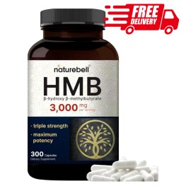 NatureBell Triple Strength HMB 3000mg with Calcium 420mg, 300 Capsules, Non GMO Gluten Free