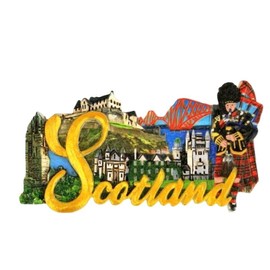 Scottish Fridge Magnet Scotland Word Highland Piper Edinburgh Castle Souvenir COllage Montage