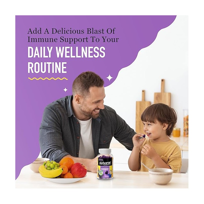 Airborne Elderberry + Zinc & Vitamin C Gummies For Adults,