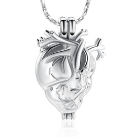 QGJNSGC Cremation Jewelry Heart Urn Necklace for Ashes Stainless Steel Ashes Pendant Keepsake Memorial Urn Jewelry for Women Men (steel)