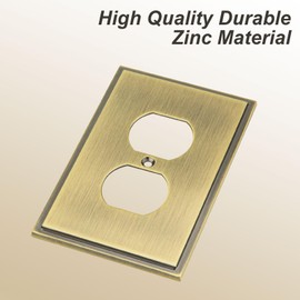 Henne Bery Soft Modern Decorative Wall Plate Switch Plate Outlet Cover (Single Duplex 2PK, Antique Brass)