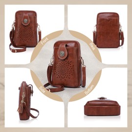 APHISON Mini Cell Phone Purse, PU Leather Small Crossbody Bags for Women, Lightweight Cute Purses with Tassel