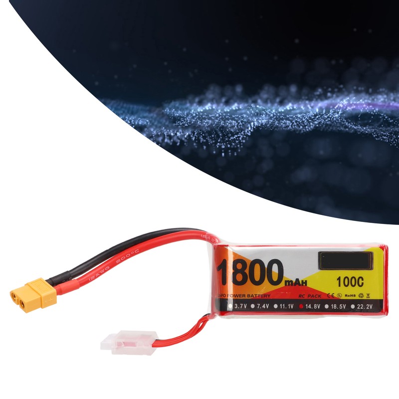 1800mAh Lipo Battery 100C Discharge Rate 14.8V 4S XT60 Plug