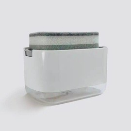 Soap Detergent Dispenser, 2-in-1 Pump, Sponge Holder Rack Shelf, Countertop Caddy, Dishwashing Hand Soap Dispenser for Kitchen, Bathroom, Liquid Hand Pump Dispenser (Sponge Included) - White