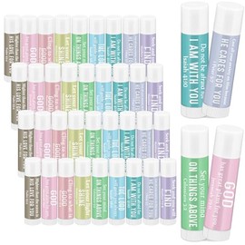 36 Pcs Christian Lip Balm Bulk for Women Pastel Colors Religious Scripture Bible Verse Lip with 9 Different Scents Scripture Christian Gifts for Women Mom Church Sunday School Party Favor