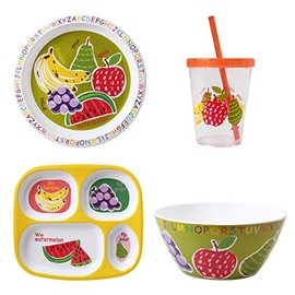 First Design Global ABCs of Health Kids Dinnerware Set, Large, Multicolor