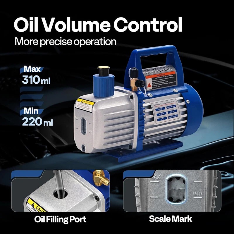 Upgraded 4CFM Vacuum Pump HVAC Refrigeration AC Manifold Gauge Set