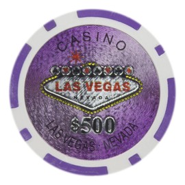 Brybelly Las Vegas Casino Poker Chip Heavyweight 14-gram Clay Composite – Pack of 50 ($500 Purple)