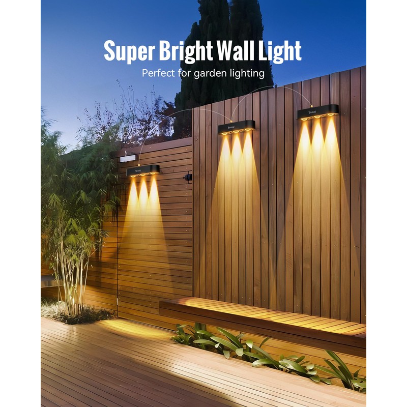 FabStyl Solar Fence Lights, 4 Pack Outdoor Fence Light Solar