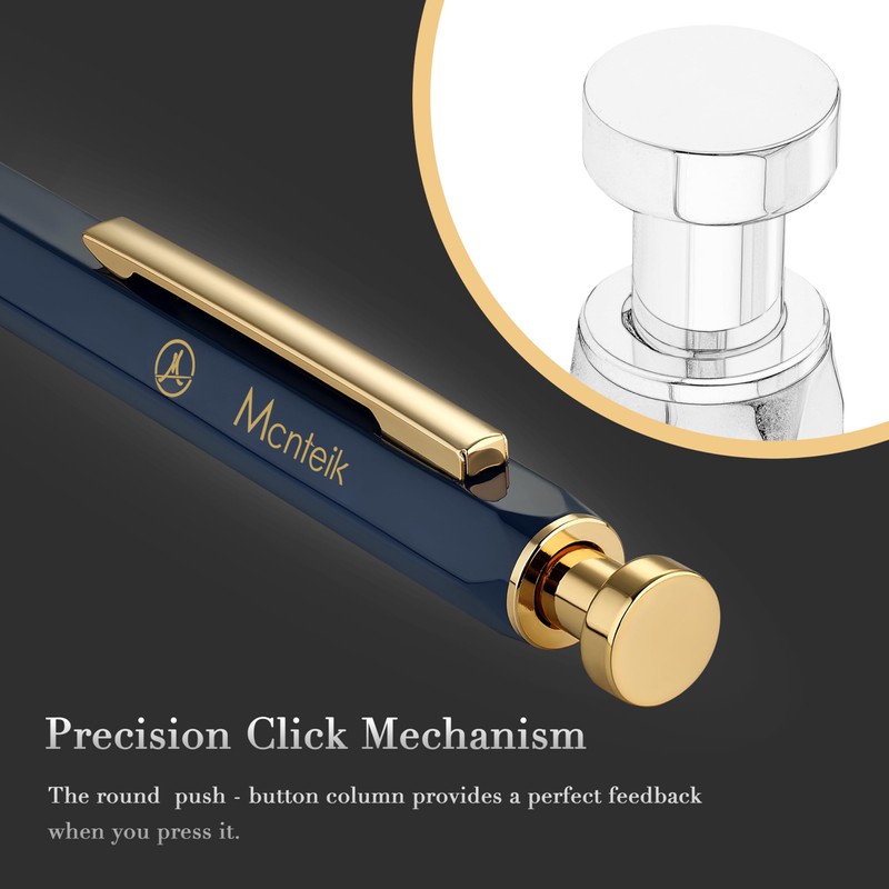 MCNTEIK Blue Gel Pen-Stunning Click Pen with 24K Gold Finish,