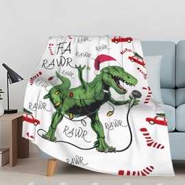 Autrucker Dinosaur Christmas Blanket,Christams Dino Blanket,Best Christmas Birthday Valentine's Day Easter Presents for Kids,40x50 inchs