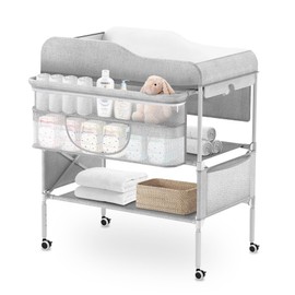 SEA PUNK Portable Baby Diaper Changing Table, Foldable Diaper Changing Station, Waterproof Changing Table Height Adjustable Changing Station for Infant and Nursery, Mobile Changing Station